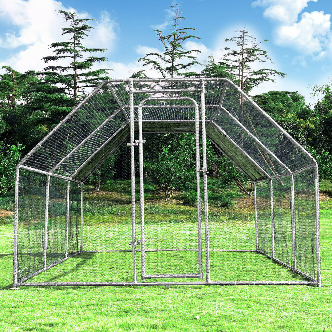 Costway Large Walk In Chicken Coop Run House Shade Cage 9.5 x 19 with Roof Cover Image 4