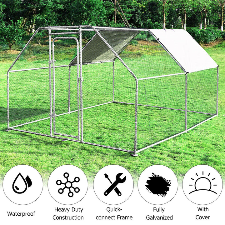 Costway Large Walk In Chicken Coop Run House Shade Cage 9.5 x12.5 with Roof Cover Image 4