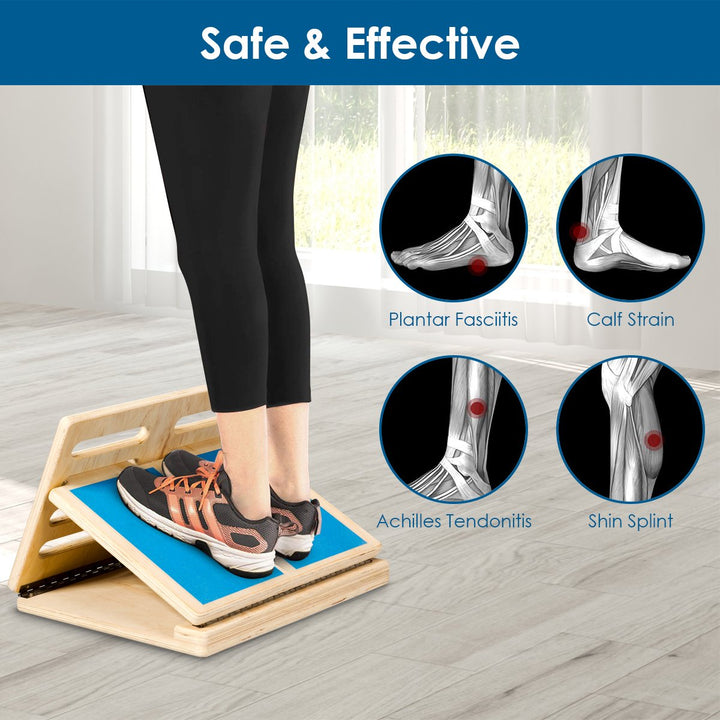 4-level Adjustable Slant Board Wooden Calf Stretcher Incline Stretching Ankle Image 4