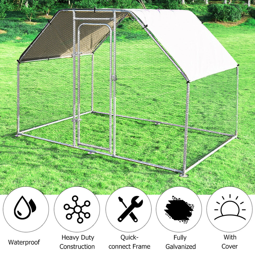 Costway Large Walk In Chicken Coop Run House Shade Cage 9.5 x 6.5 with Roof Cover Image 4