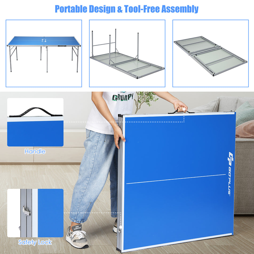 6 x3 Portable Tennis Ping Pong Folding Table w/Accessories Indoor Outdoor Game Image 4