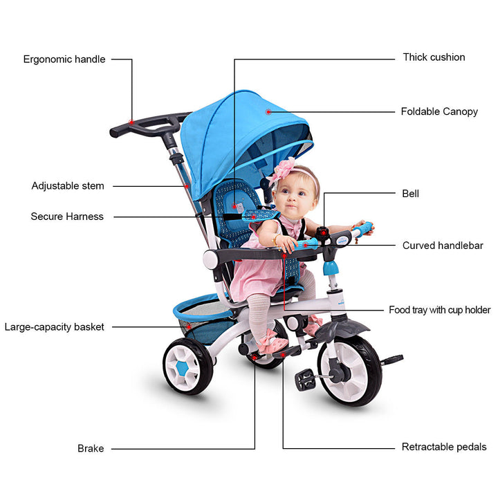 Baby Stroller Tricycle Detachable Learning Toy Bike Image 3