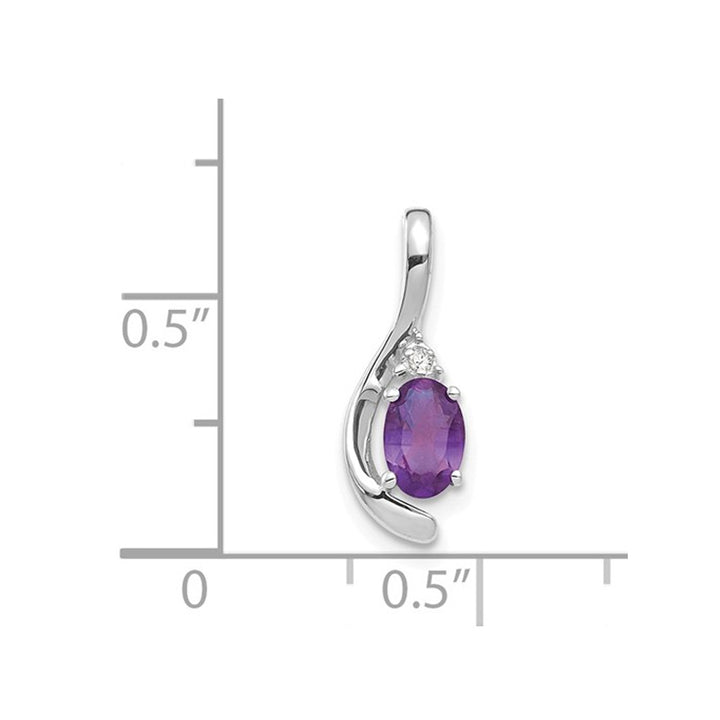 2/5 Carat (ctw) Amethyst Solitaire Pendant Necklace in 14K White Gold with Chain Image 2