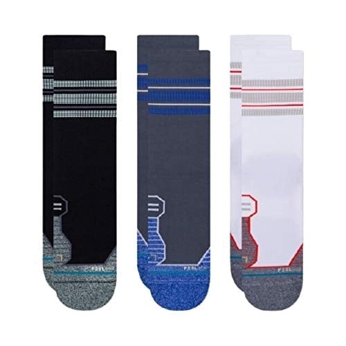 Stance Manor Running Crew Socks 3 Pack Black Grey White A448A21MAN-MUL Unisex Image 1