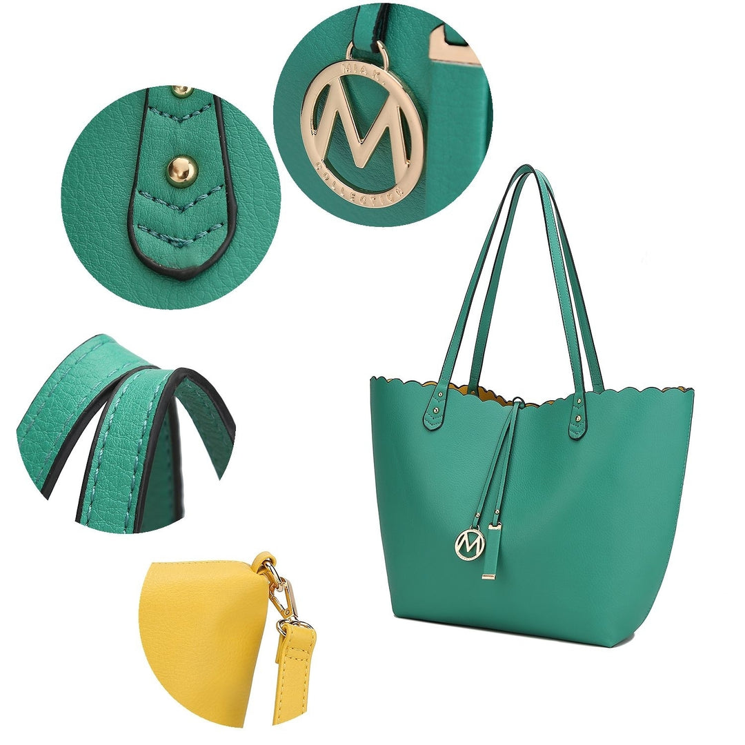 Amahia Reversible Shopper Tote Shoulder Handbag with Cosmetic Pouch by Mia K. Image 9