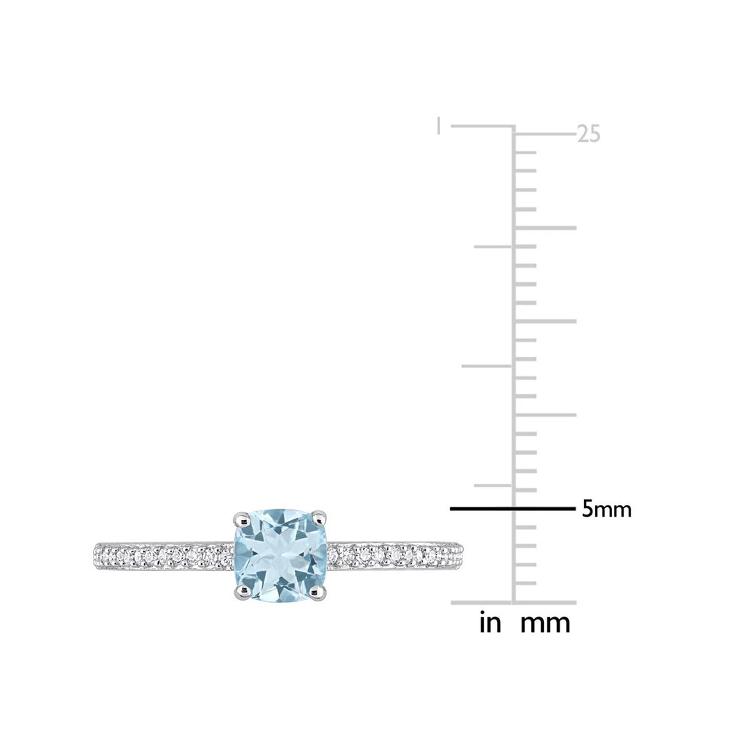 4/5 Carat (ctw) Blue Topaz and Diamond Solitaire Ring in 10K White Gold Image 3