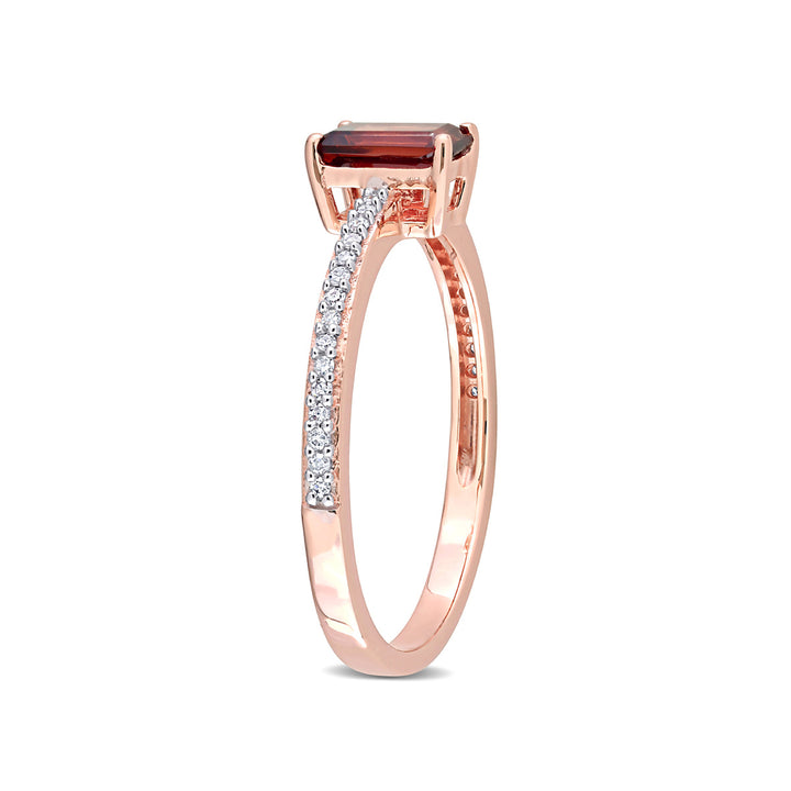 1/2 Carat (ctw) Garnet Heart Promise Ring in 10K Rose Pink Gold with Diamonds Image 4