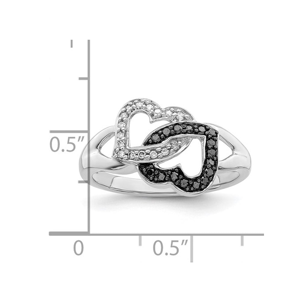 1/8 Carat (ctw) Black and White Diamond Heart Promise Ring in Sterling Silver Image 4