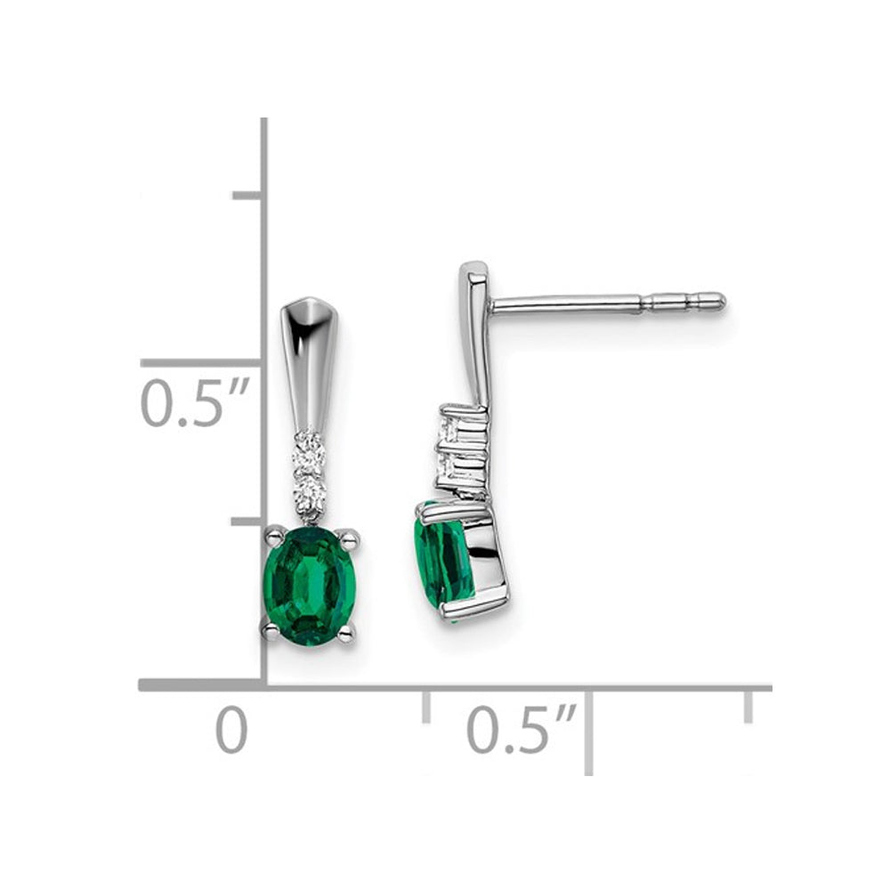 7/10 Carat (ctw) Lab-Created Emerald Earrings in 14K White Gold Image 3