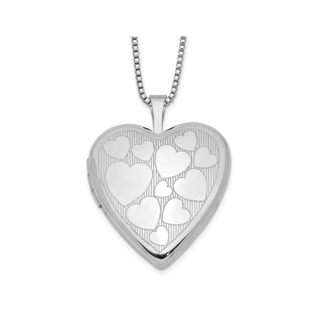 Sterling Silver Heart Shaped Floating Hearts Locket Pendant with Chain Image 1