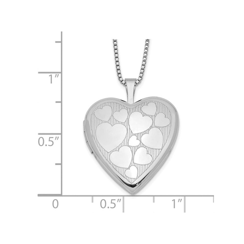 Sterling Silver Heart Shaped Floating Hearts Locket Pendant with Chain Image 2