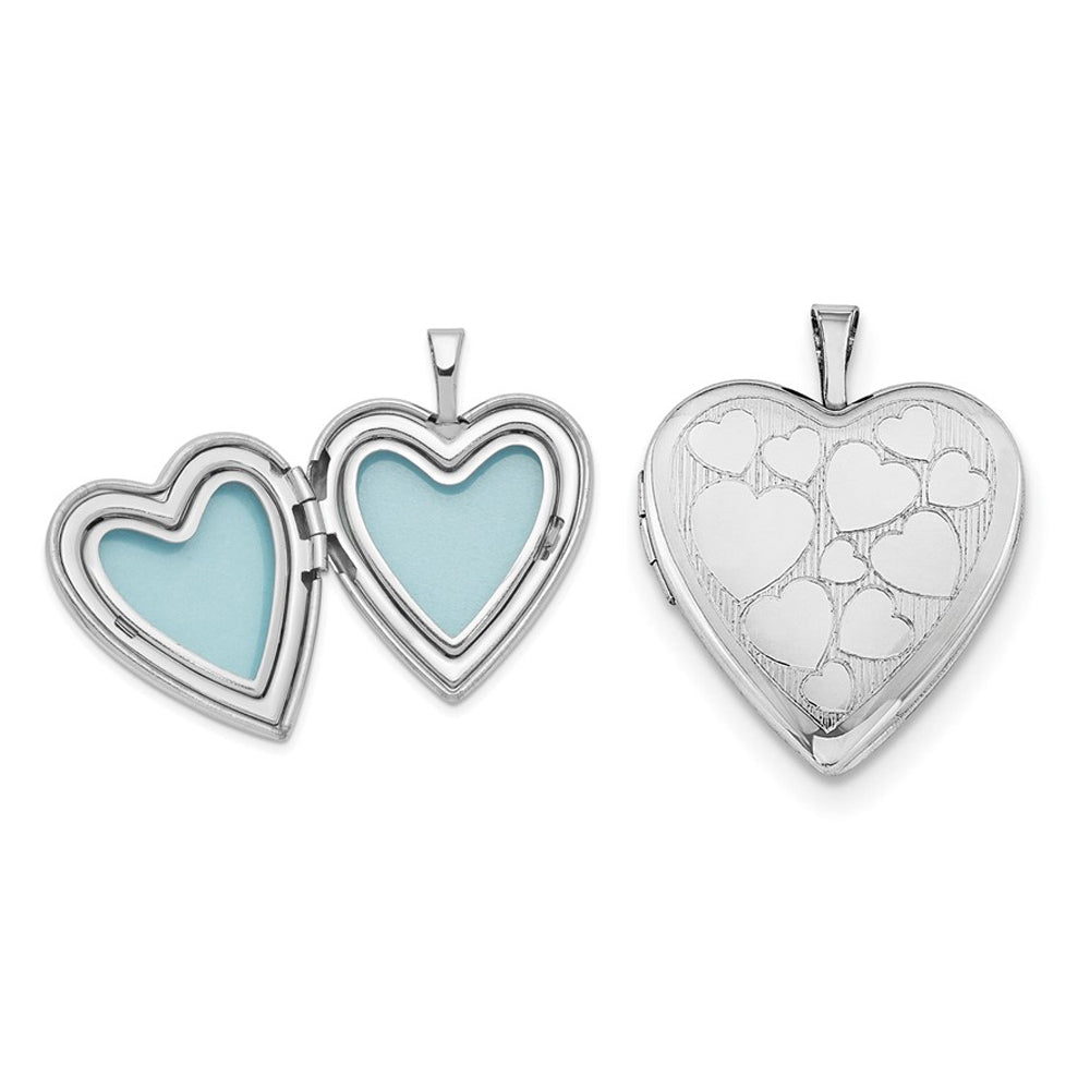 Sterling Silver Heart Shaped Floating Hearts Locket Pendant with Chain Image 3