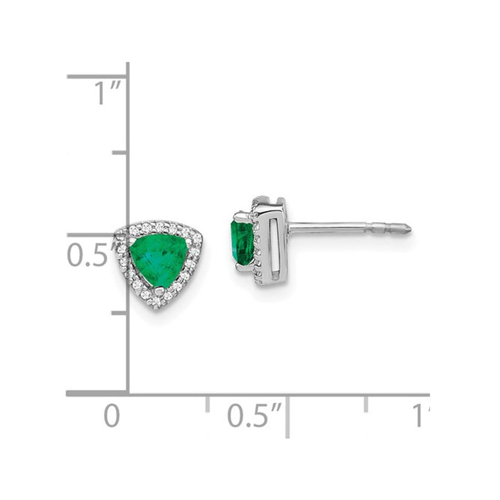 4/5 Carat (ctw) Emerald Earrings in 14K White Gold with Diamonds 1/8 carat (ctw) Image 4