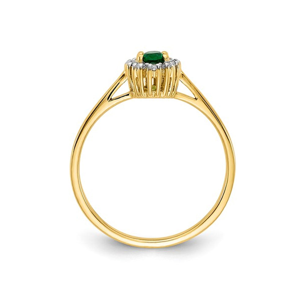 1/5 Carat (ctw) Emerald Ring in 14K Yellow Gold with Diamonds 1/10 Carat (ctw) Image 4