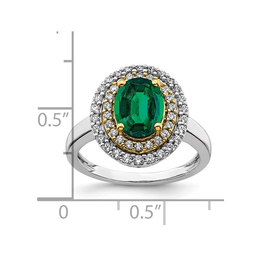 1.90 Carat (ctw) Lab-Created Emerald Halo Ring in 14K White Gold with Lab-Grown Diamonds (SIZE 7) Image 4