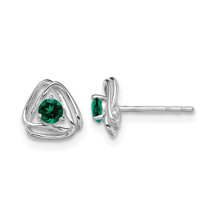 1/4 Carat (ctw) Lab-Created Emerald Button Geometric Earrings in 14K White Gold Image 1