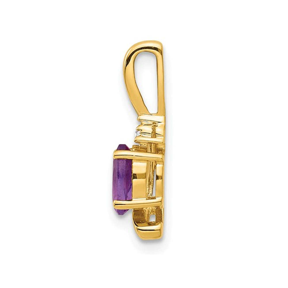 2/5 Carat (ctw) Amethyst Solitaire Pendant Necklace in 14K Yellow Gold with Chain Image 2