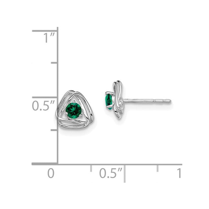 1/4 Carat (ctw) Lab-Created Emerald Button Geometric Earrings in 14K White Gold Image 3