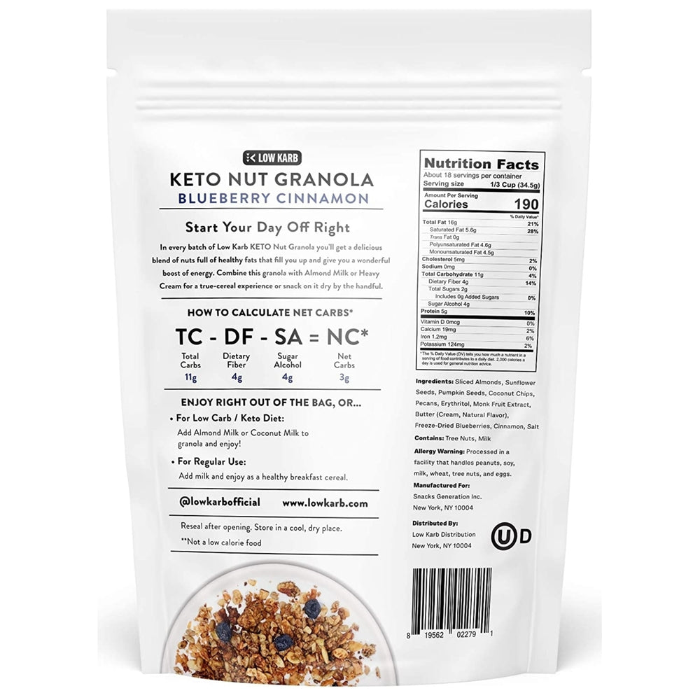 Low Karb Keto Blueberry Nut Granola Healthy Breakfast Cereal 22 Ounce Image 2