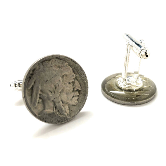 Buffalo Nickels Cufflinks Wild West Indain Head Nickels Old American Coins Cuff Links Image 2