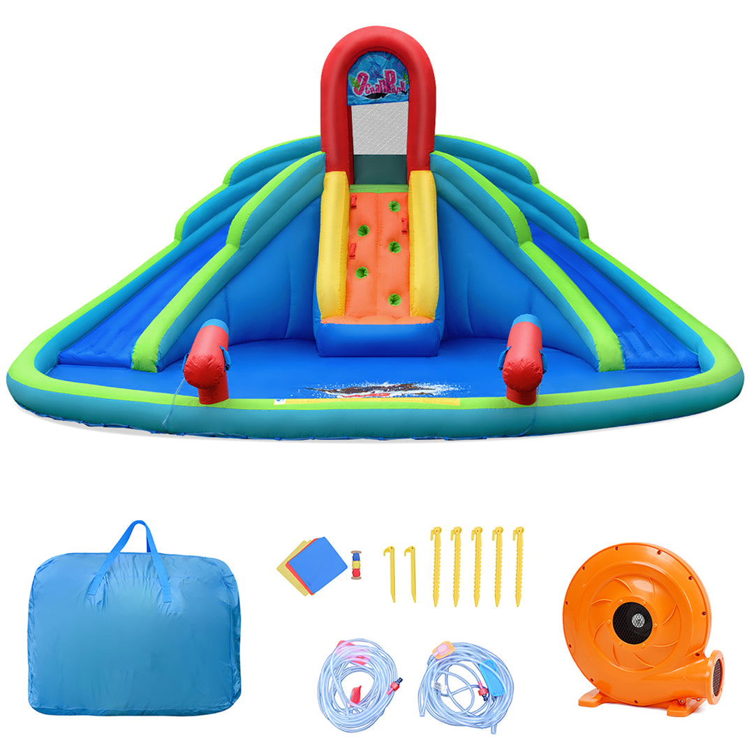 Inflatable Bounce House Water Splash Pool Dual Slide Climbing Wall Image 10