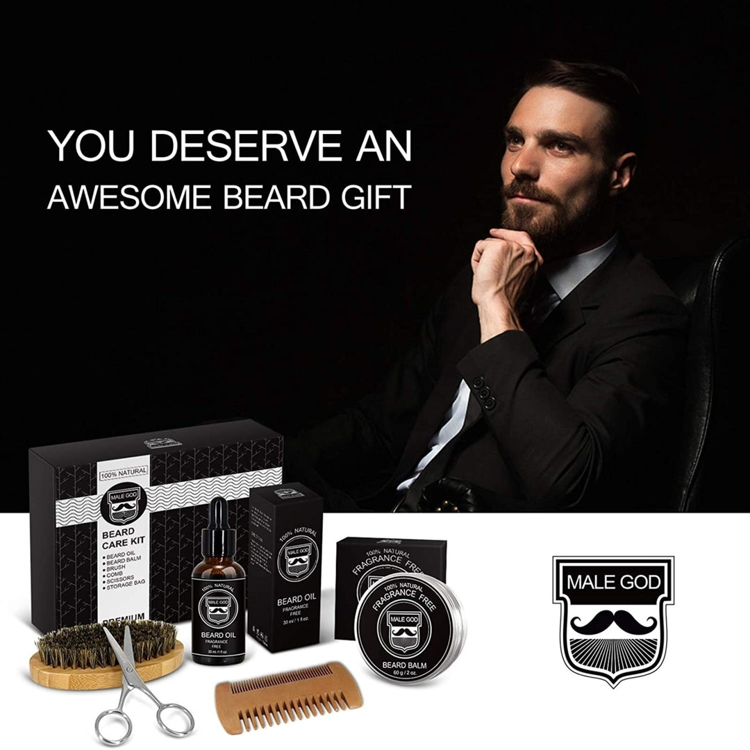 Beard Kit, Beard Growth Kit for Men Gifts, Organic Beard Oil, Beard Balm, Beard Comb, Beard Brush, Beard Grooming Kit Image 2