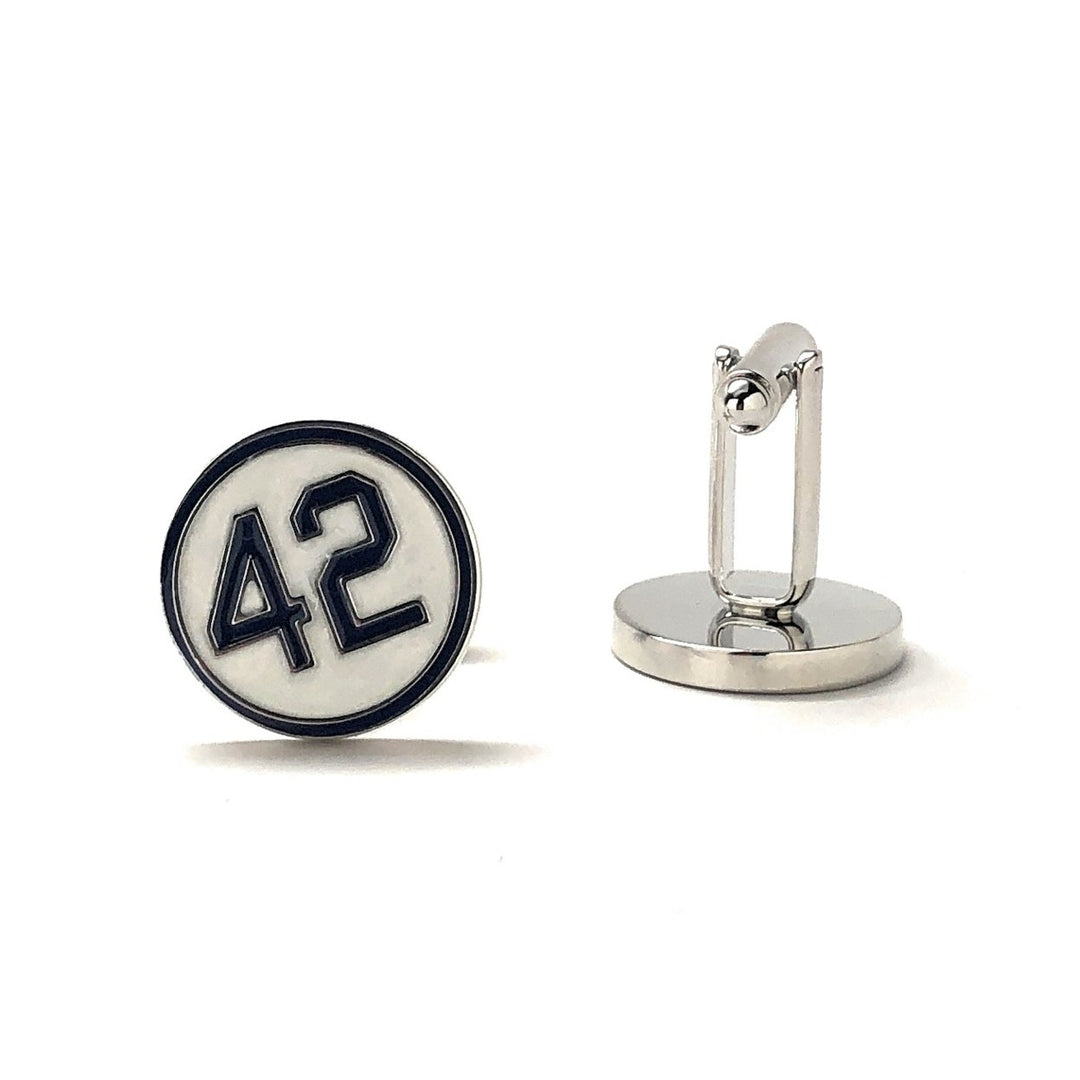 Number 42 Cufflinks Jackie Robinson Day Honoring Baseballs Barrier Breaker Cuff Links Image 2