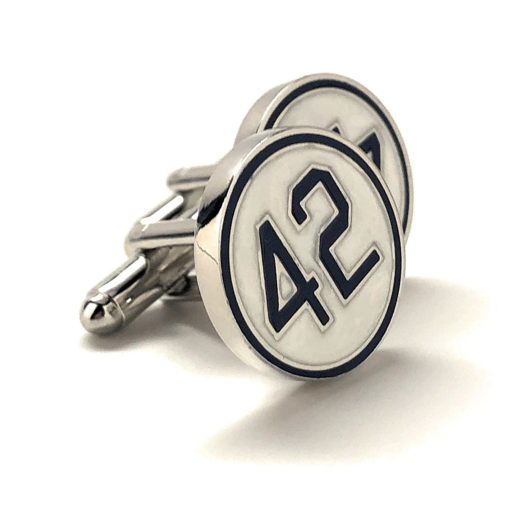 Number 42 Cufflinks Jackie Robinson Day Honoring Baseballs Barrier Breaker Cuff Links Image 3