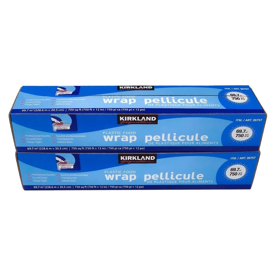 Kirkland Signature Plastic Food Wrap 12 in x 750 ft 2 Count Image 1