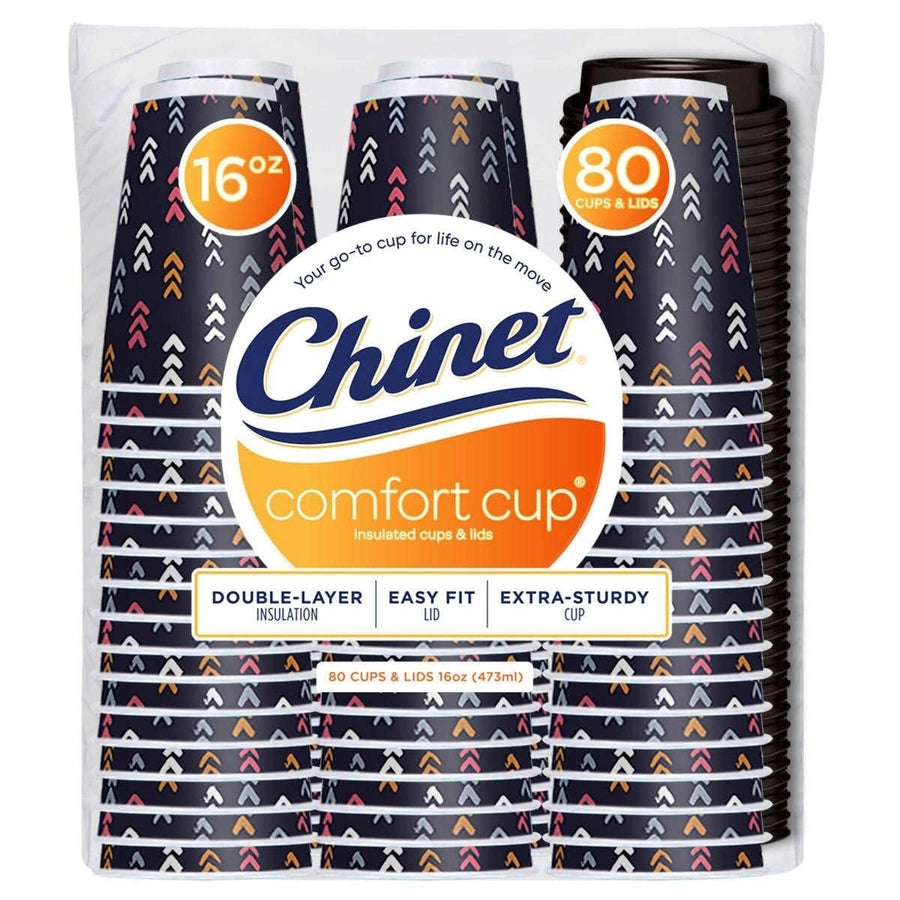 Chinet Comfort Cup 16 Ounce Insulated Cups and Lids 80 Count Image 1