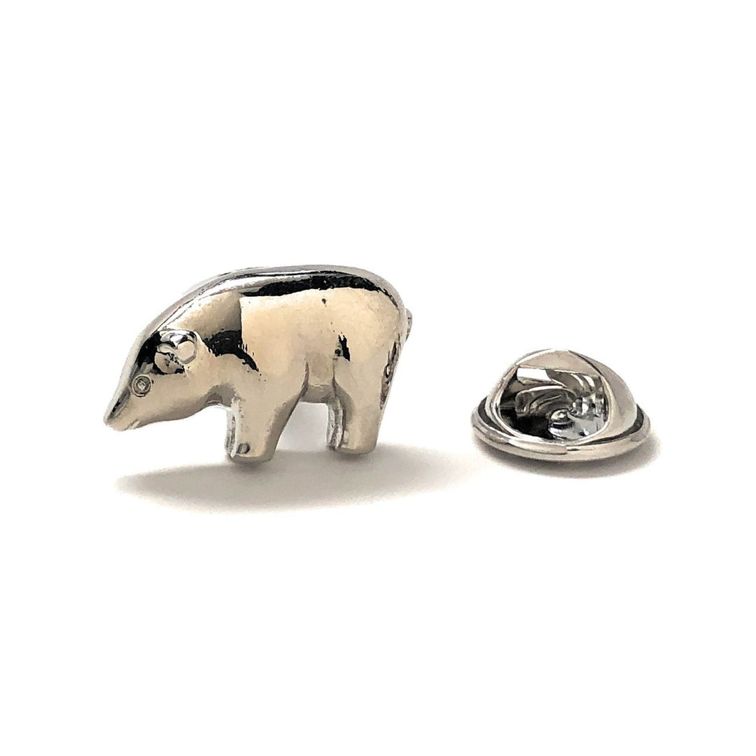 Silver Bear Lapel Pin Financial Markets 3D Tie Tack Pin Stock Market Image 1