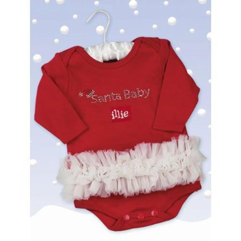 Bearington Baby Tee shirt with word "Santa Baby" on the center of the shirt (2T) w/ sequined embroidered Santa hat baby Image 1