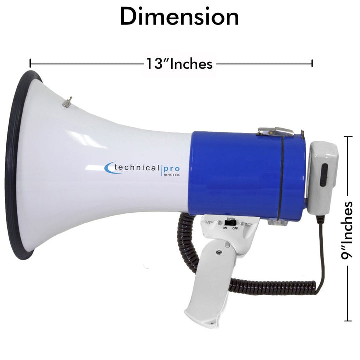 Technical Pro Portable Megaphone 75W 3000ft Range with Strap and Siren Image 3