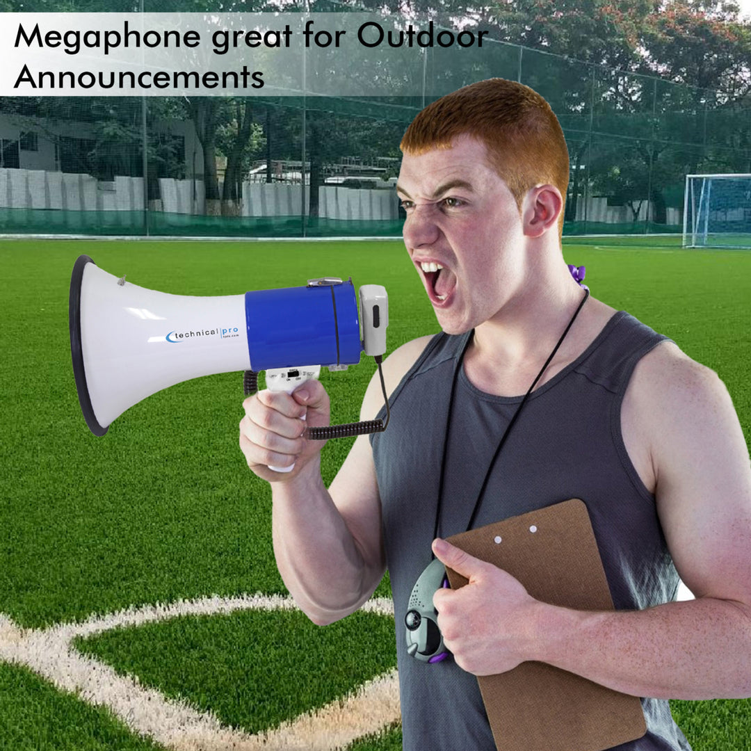 Technical Pro Portable Megaphone 75W 3000ft Range with Strap and Siren Image 7