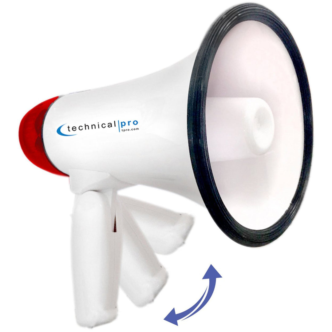 Technical Pro Megaphone Bullhorn 20W 1000ft Range Portable with Siren and Strap Image 1