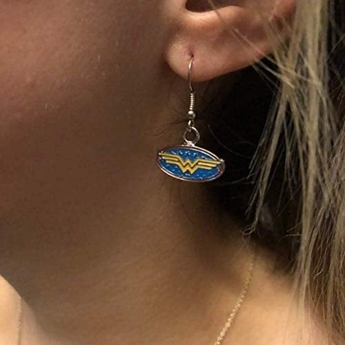 Wonder Woman Earrings Superhero Drop Dangle Justice League DC Comics Earrings Jewelry Gift Cosplay Image 2