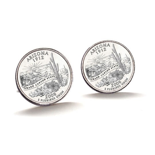 2008 Arizona Quarter Coin Cufflinks Uncirculated State Quarter Cuff Links Image 2