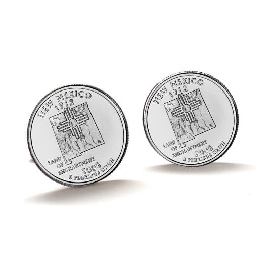 2008 Mexico Quarter Coin Cufflinks Uncirculated State Quarter Cuff Links Image 2