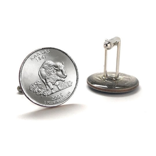 2005 Kansas Quarter Coin Cufflinks Uncirculated State Quarter Cuff Links Image 3