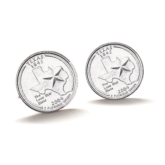 2004 Texas Quarter Coin Cufflinks Uncirculated State Quarter Cuff Links Image 2