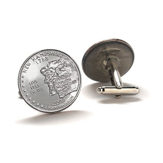 2000 Hampshire Quarter Coin Cufflinks Uncirculated State Quarter Cuff Links Image 1