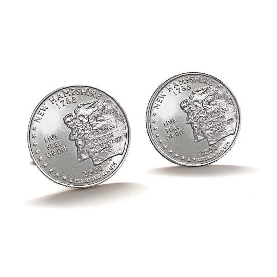 2000 Hampshire Quarter Coin Cufflinks Uncirculated State Quarter Cuff Links Image 2