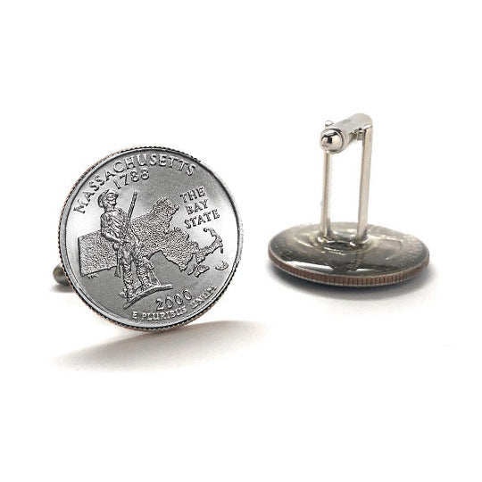 2000 Massachusetts Quarter Coin Cufflinks Uncirculated State Quarter Cuff Links Image 3