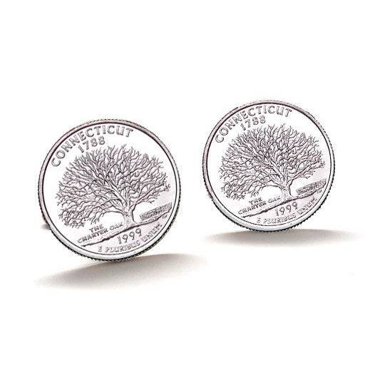 1999 Connecticut Quarter Coin Cufflinks Uncirculated State Quarter Cuff Links Image 2