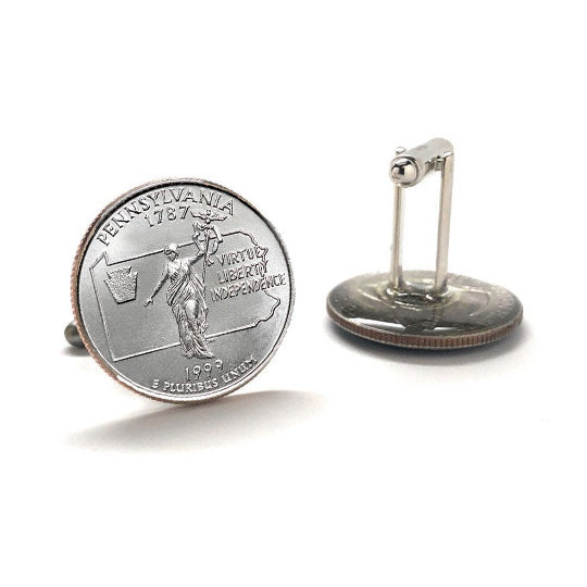 1999 Pennsylvania Quarter Coin Cufflinks Uncirculated State Quarter Cuff Links Image 3