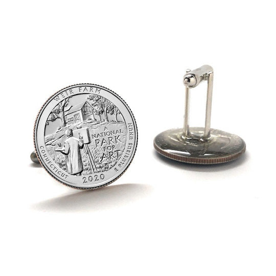 2020 Weir Farm National Historic Site Cufflinks Uncirculated Quarter Cuff Links Image 3