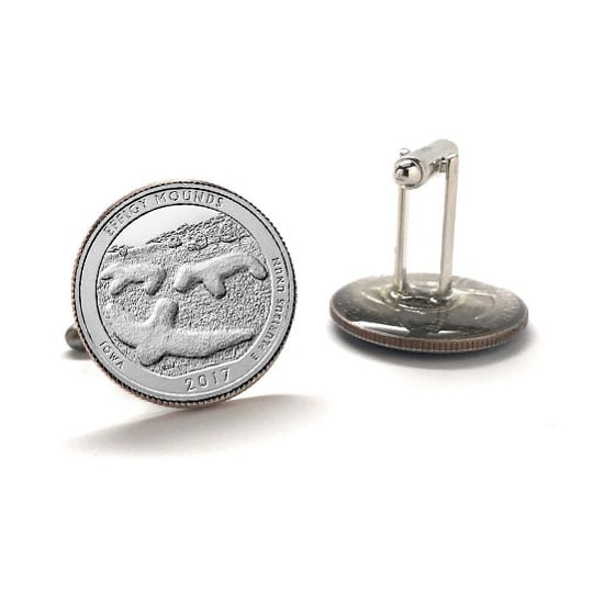 2017 Effigy Mounds National Monument Cufflinks Uncirculated Quarter Cuff Links Image 3