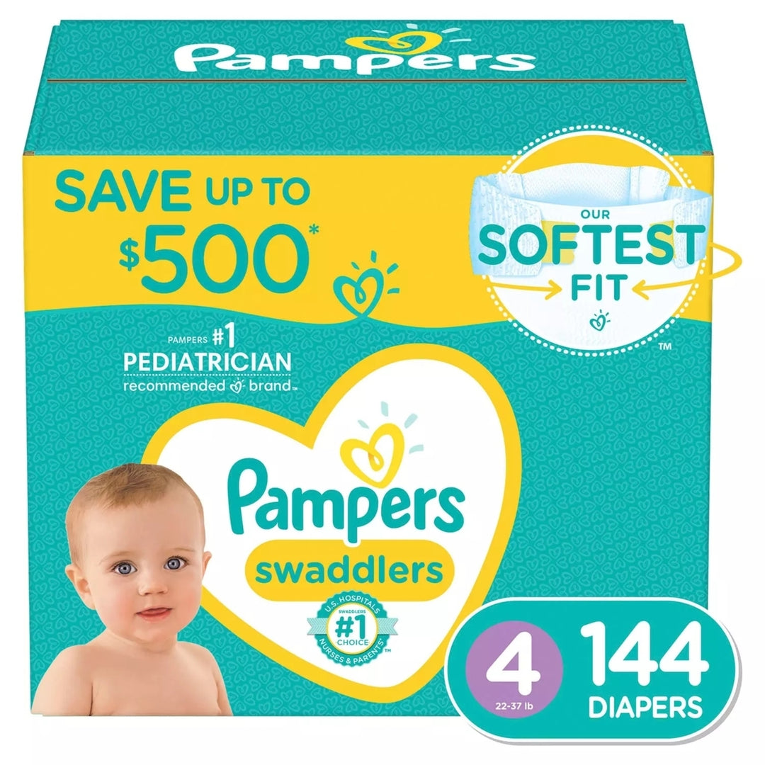 Pampers Swaddlers Diapers Size 4 (22-37 Pounds) 144 Count Image 1