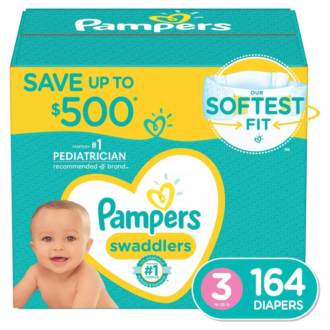 Pampers Swaddlers Diapers Size 3 (16-28 Pounds) 164 Count Image 1