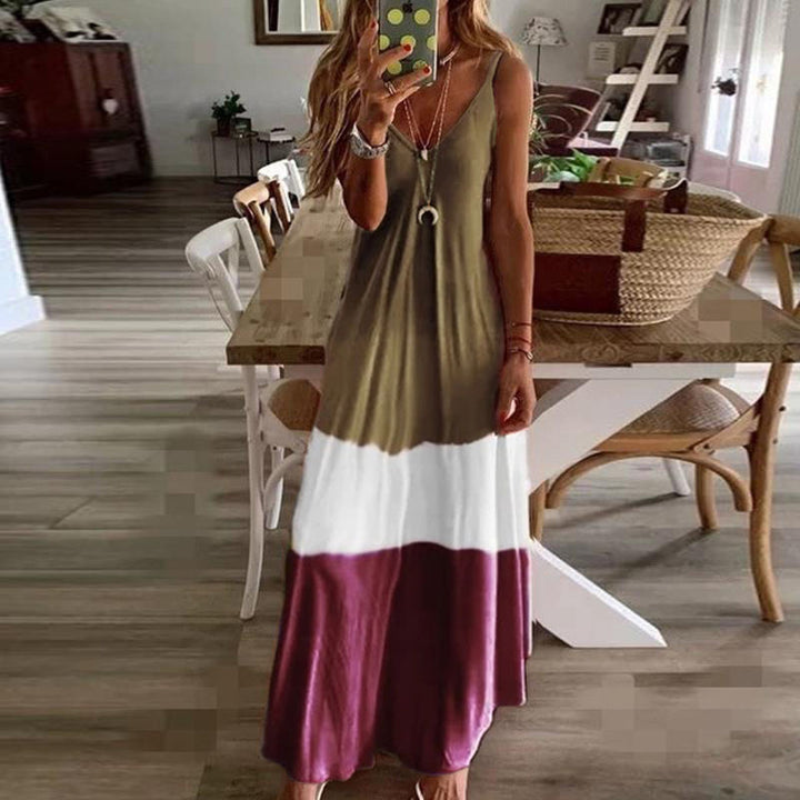 Soft Boho Contrast Color Maxi  Dress Image 2